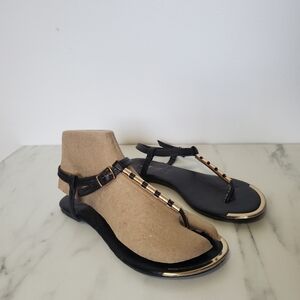 Justfab flat sandals with gold details